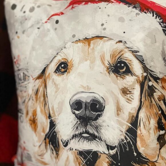 Retro Look Santa Labrador Pillow!  18"x18"  NWT - Picture 7 of 7